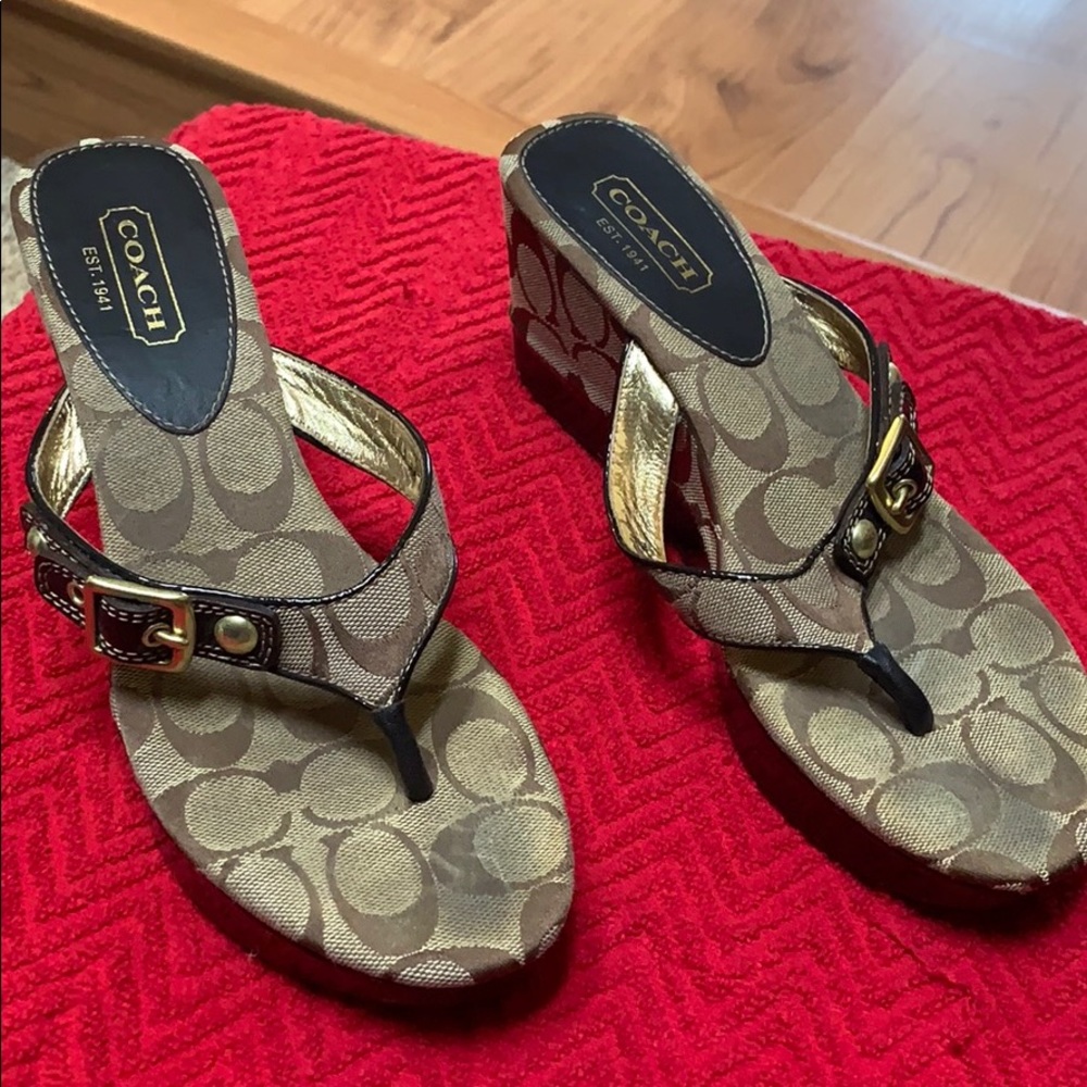 Coach LOGO Platform Sandals 🤎
